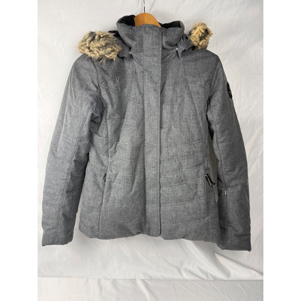 Obermeyer Women's Size 2 Gray Insulated Ski Jacket Faux Fur Hood Thermore